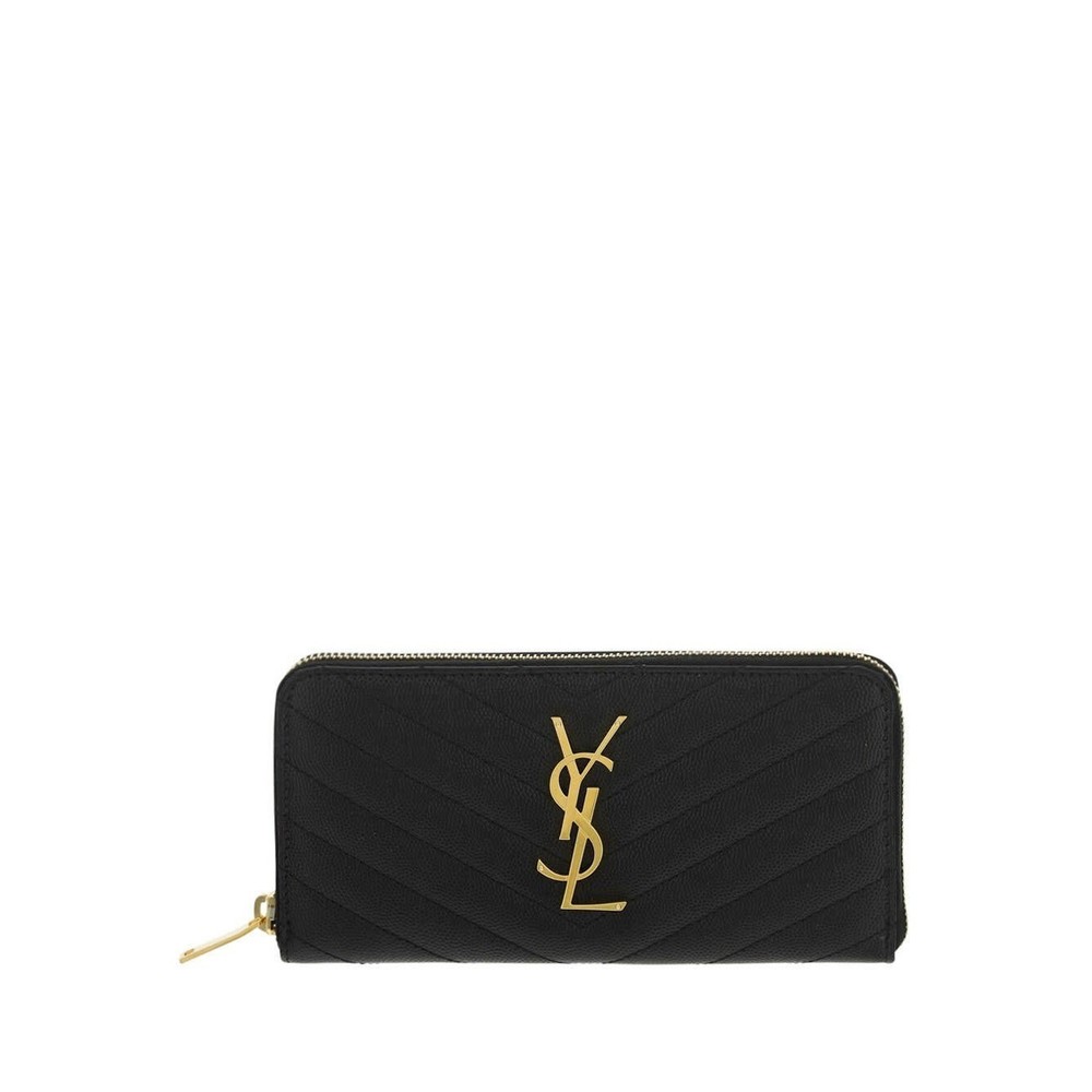 Yves Saint Laurent Black Leather Wallet Chain
